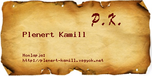 Plenert Kamill névjegykártya